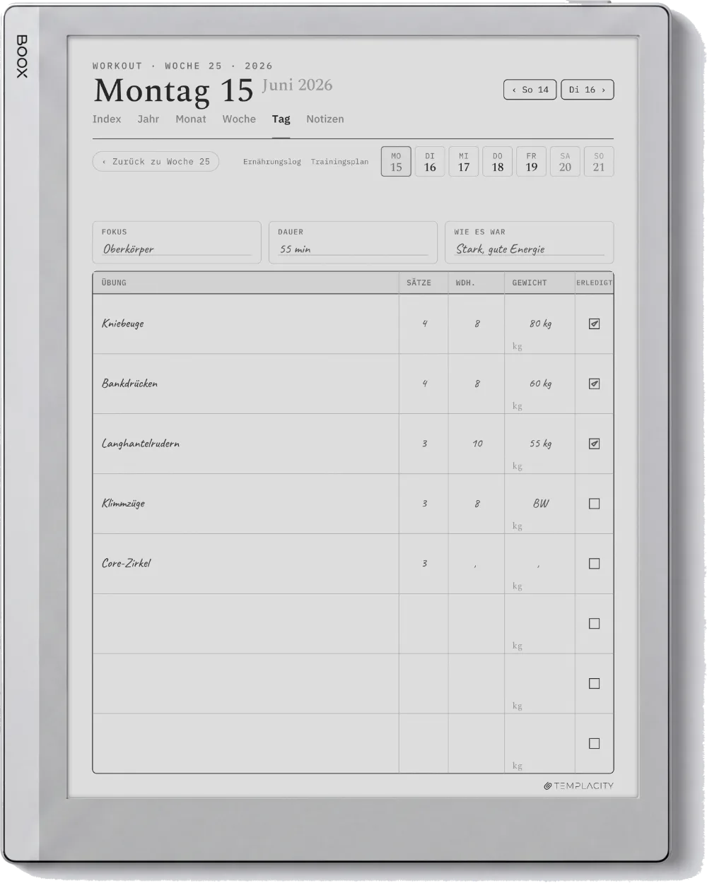 The Planner auf dem Boox Go 10.3
