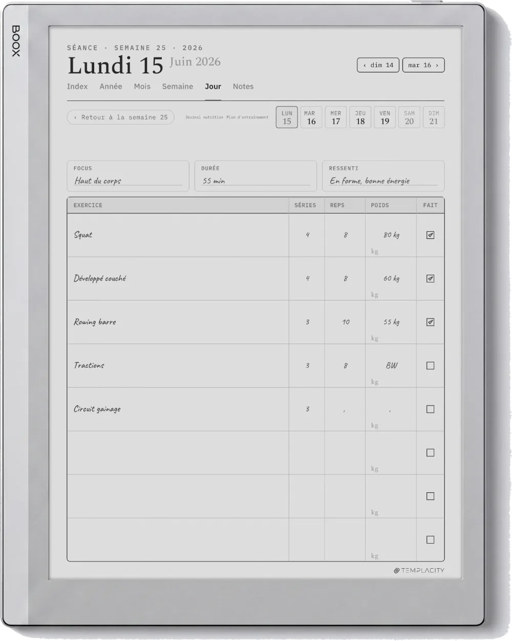Le Planner sur la Boox Go 10.3