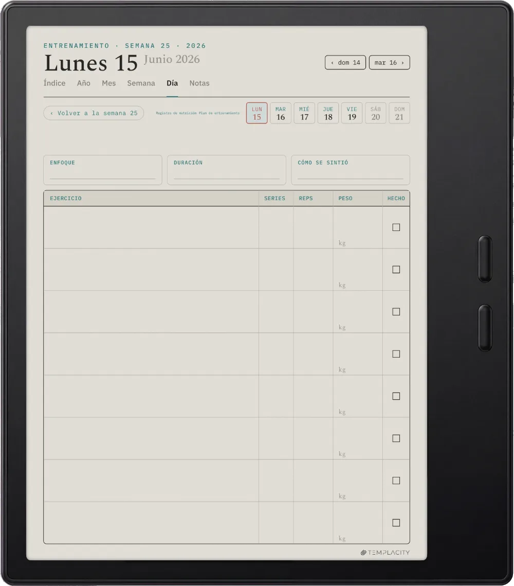 The Planner El registro de entrenamientos