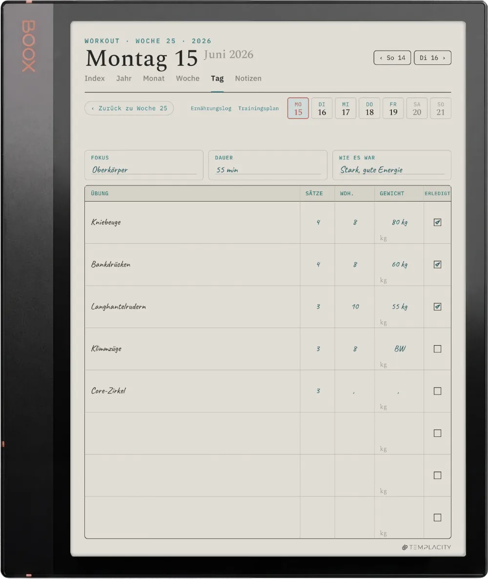 The Planner auf dem Boox Note Air3 C
