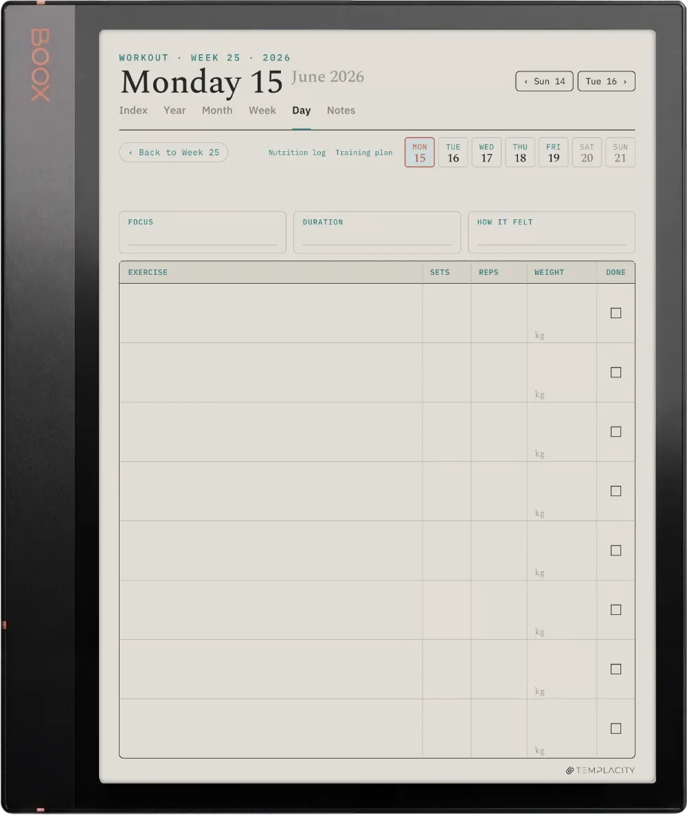 The Planner The Workout Log