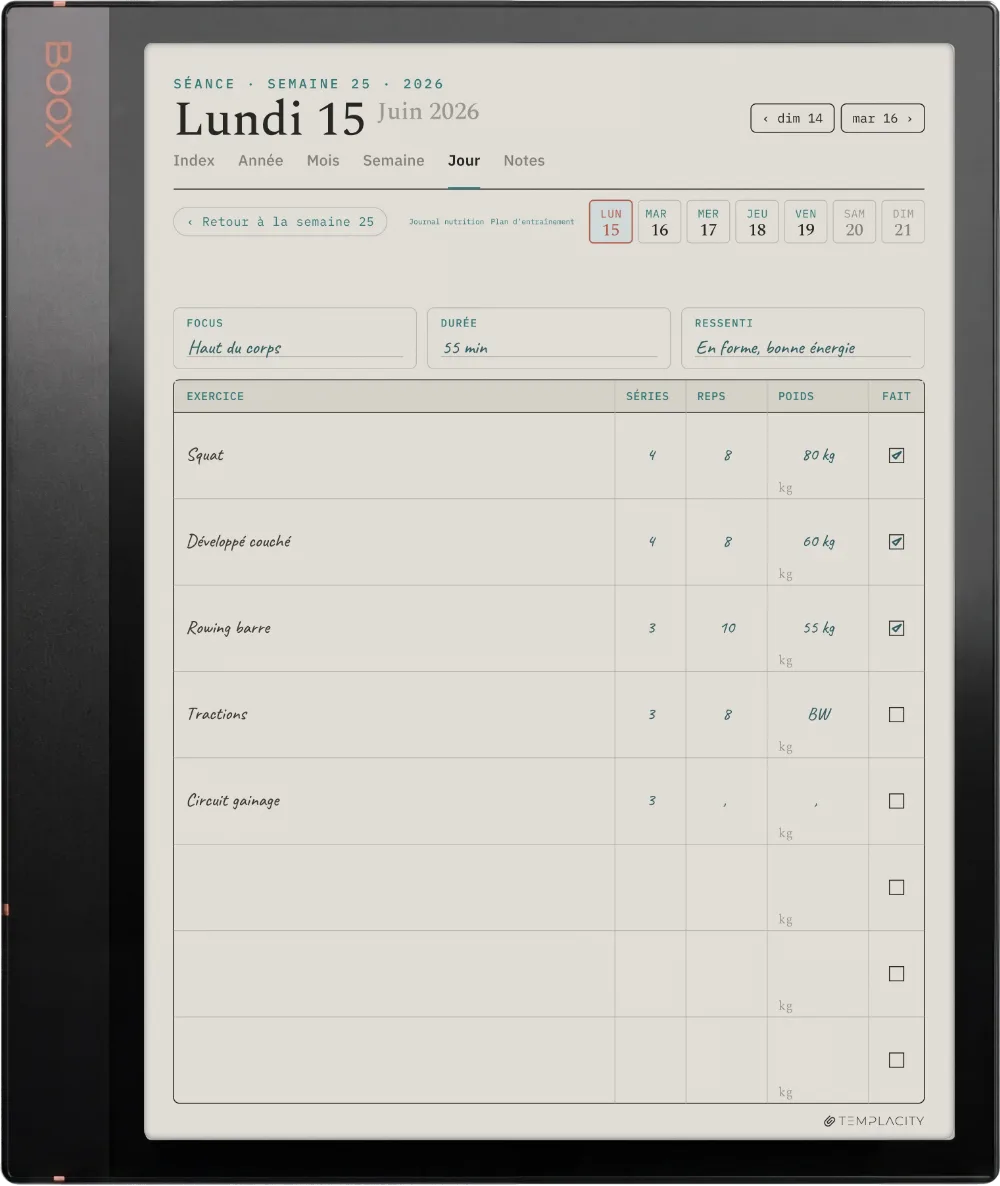 Le Planner sur la Boox Note Air3 C