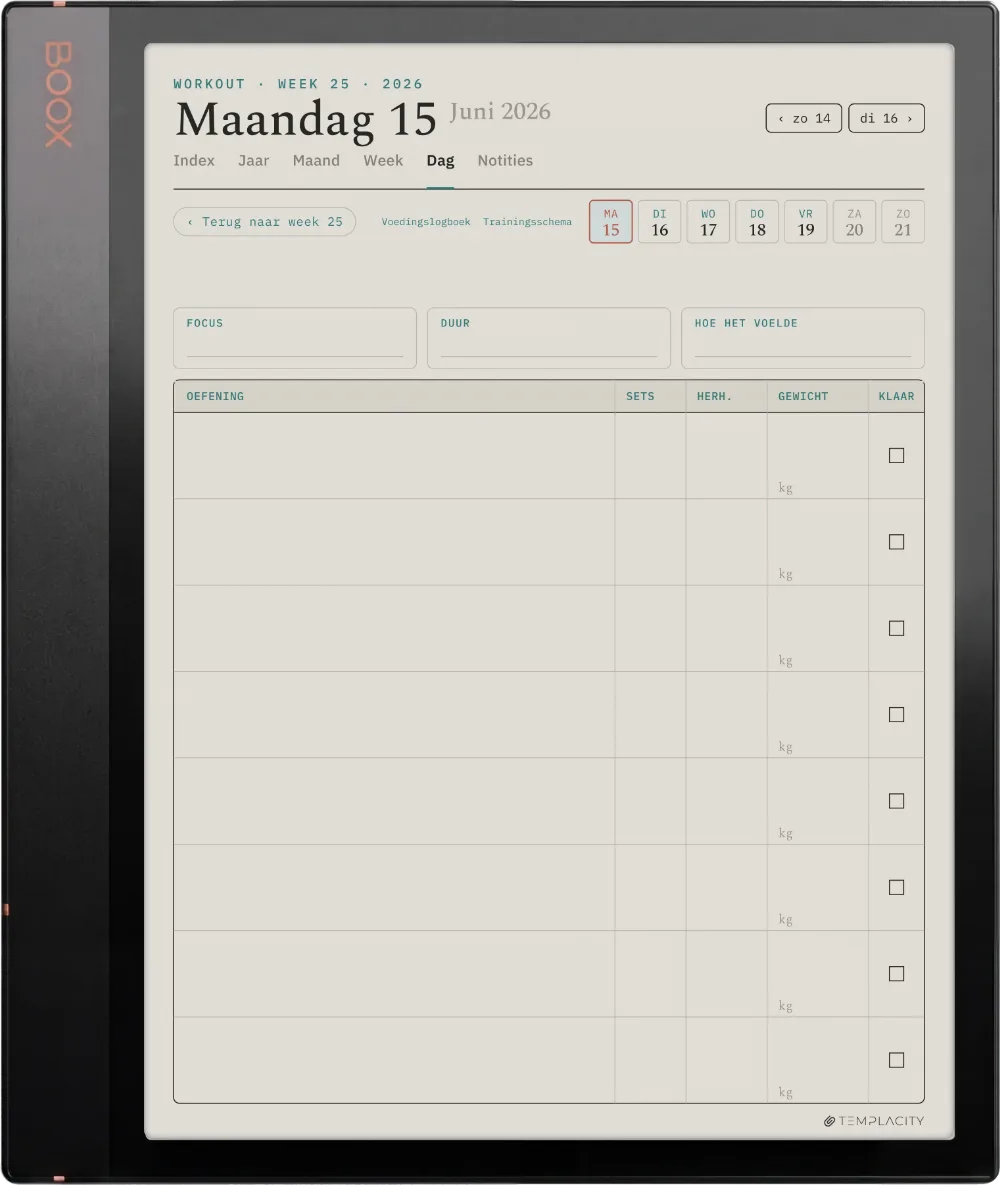The Planner Het trainingslogboek