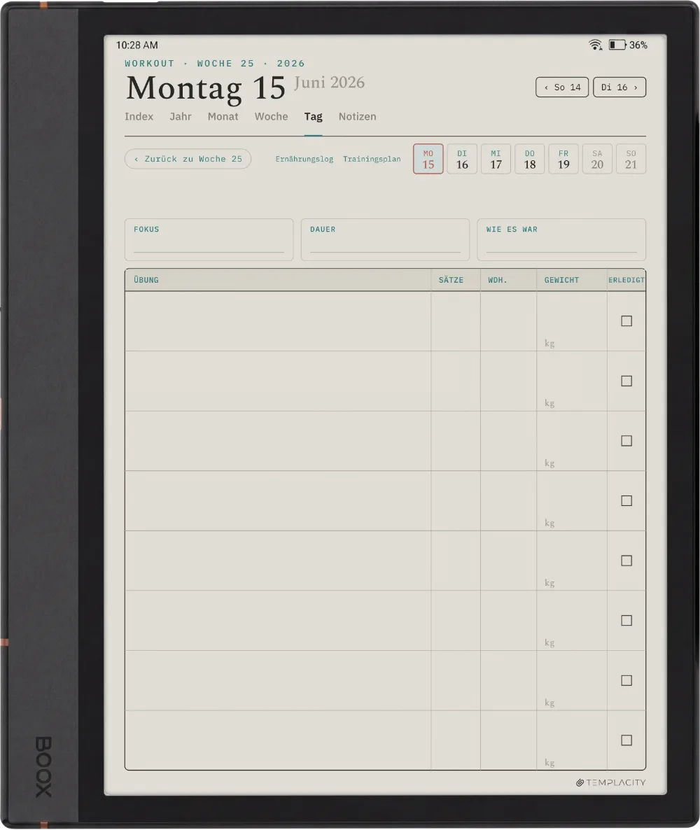 The Planner · Workout Boox Note Air4 C Seite 1