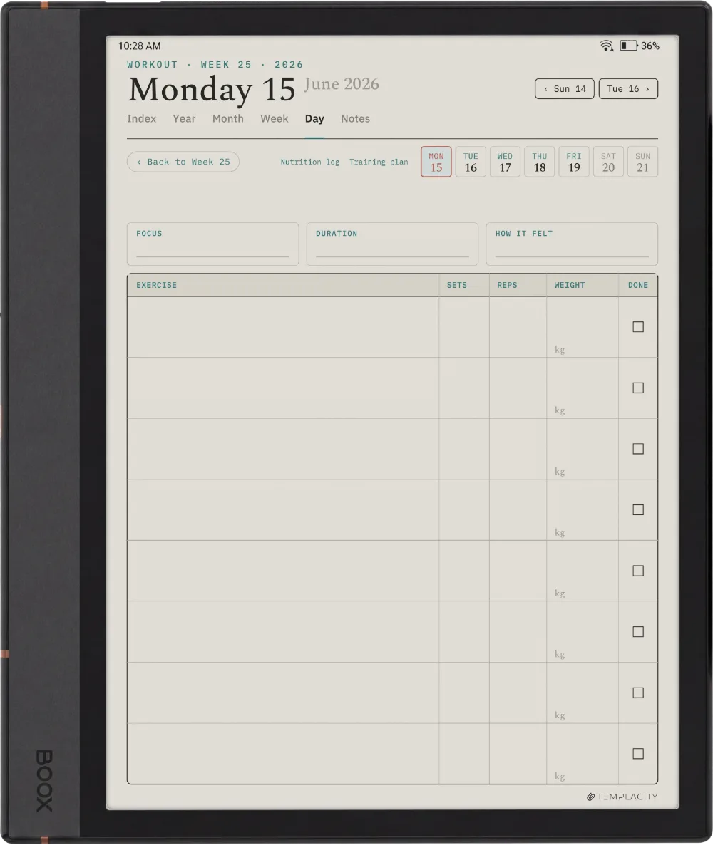 The Planner The Workout Log