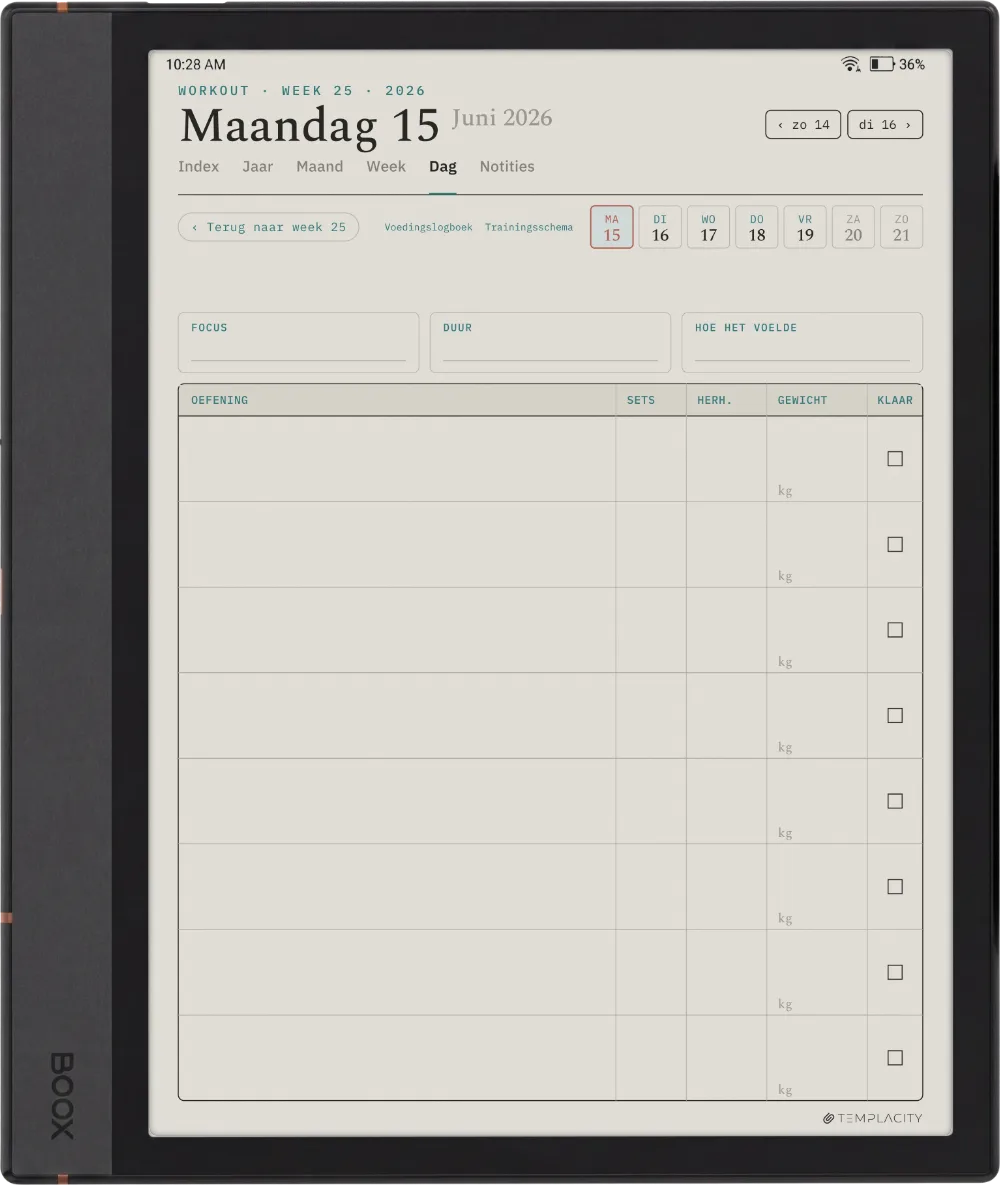 The Planner Het trainingslogboek