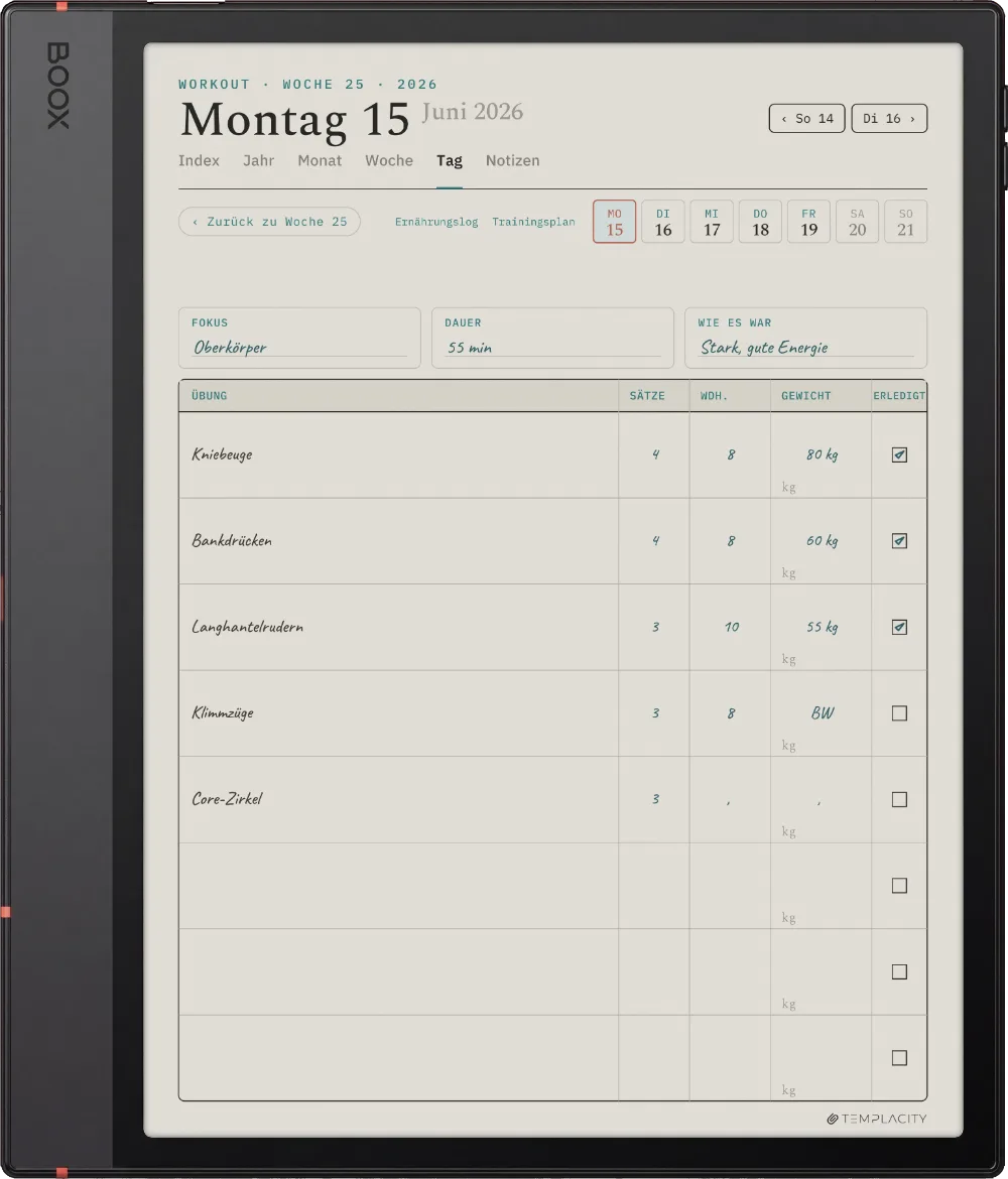 The Planner auf dem Boox Note Air5 C