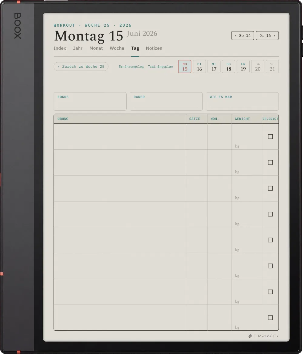 The Planner Das Workout-Log