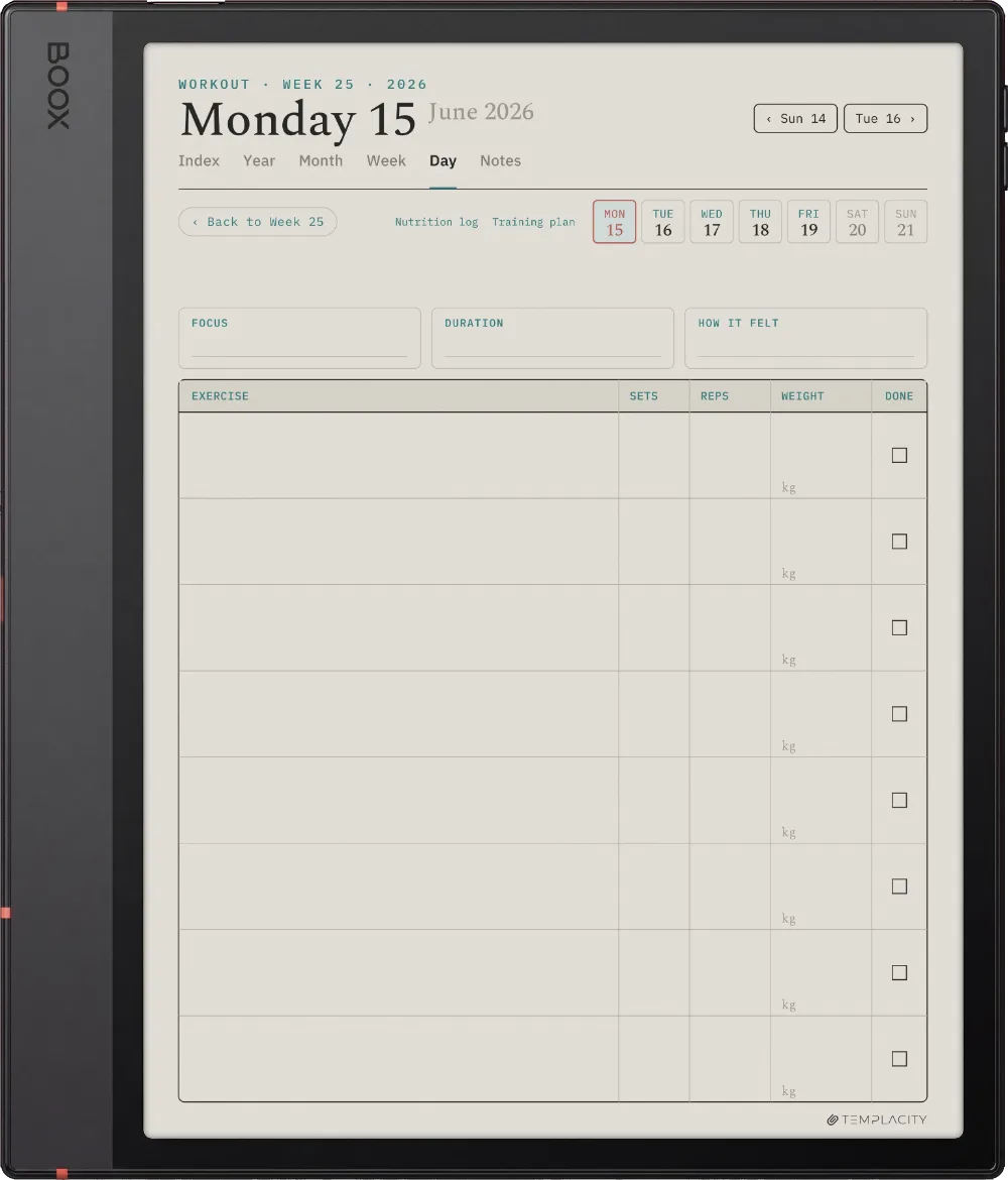 The Planner The Workout Log