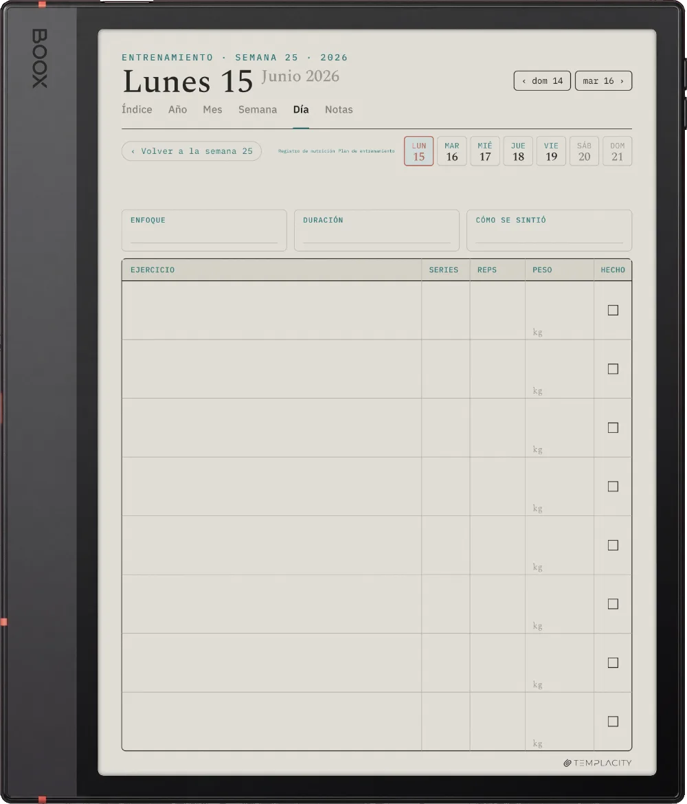 The Planner El registro de entrenamientos