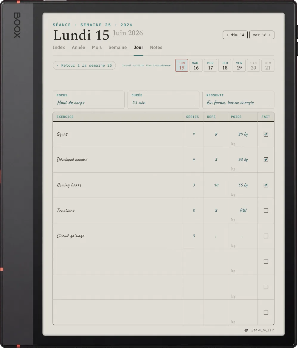 Le Planner sur la Boox Note Air5 C
