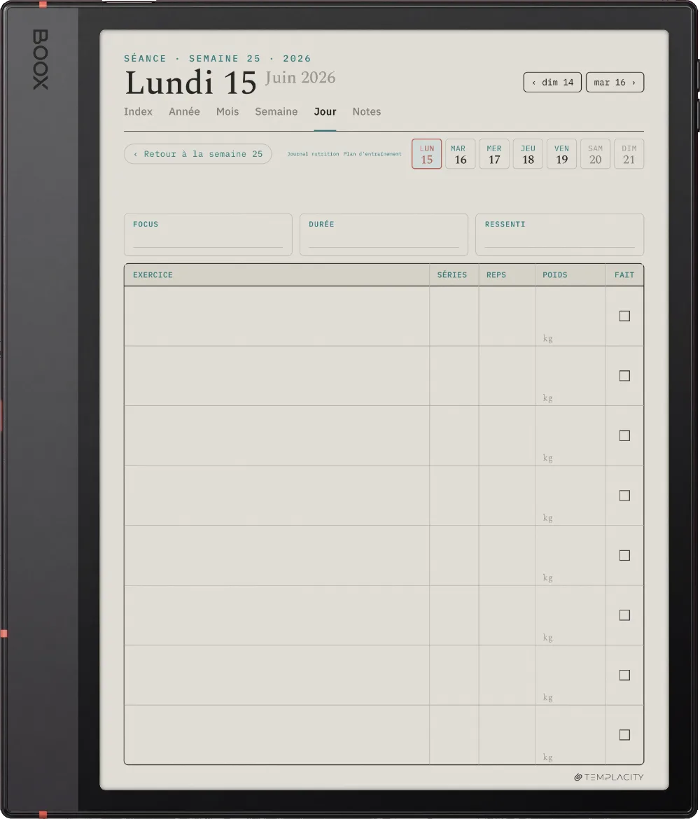 Le Planner Le journal de séances