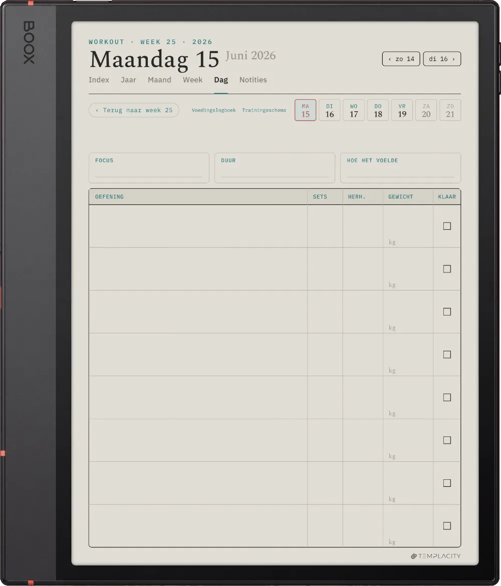 The Planner Het trainingslogboek