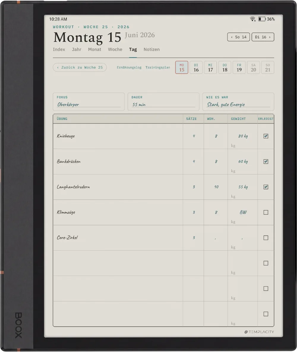 The Planner auf dem Boox Note Max