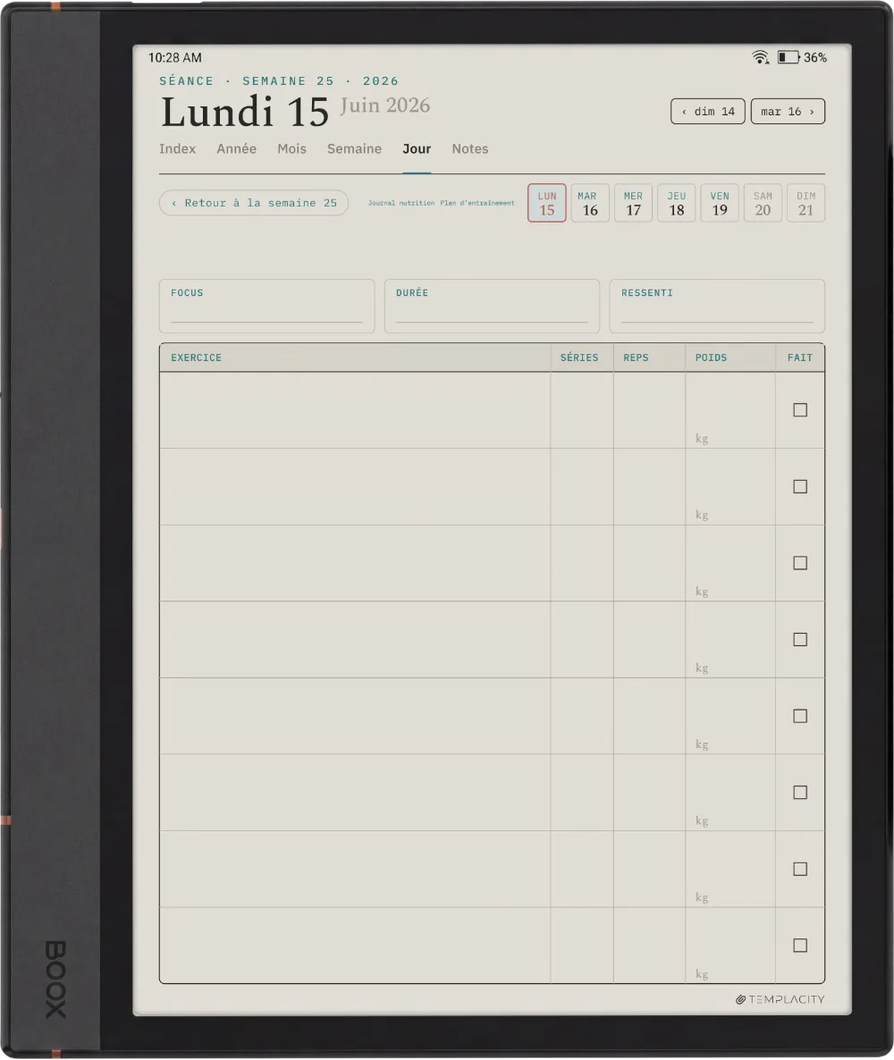 Le Planner Le journal de séances