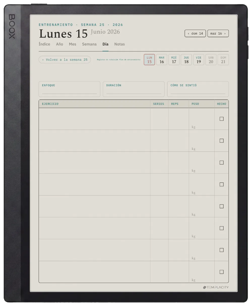 The Planner El registro de entrenamientos