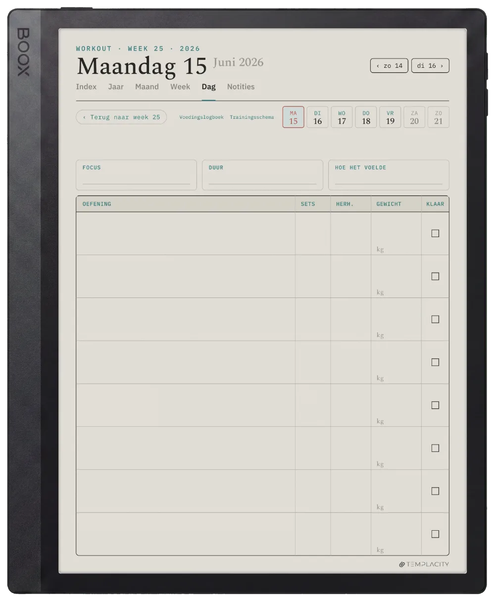 The Planner Het trainingslogboek