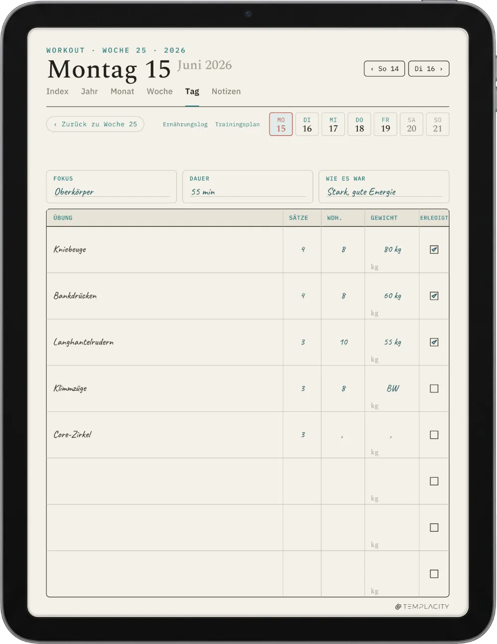 The Planner auf dem iPad