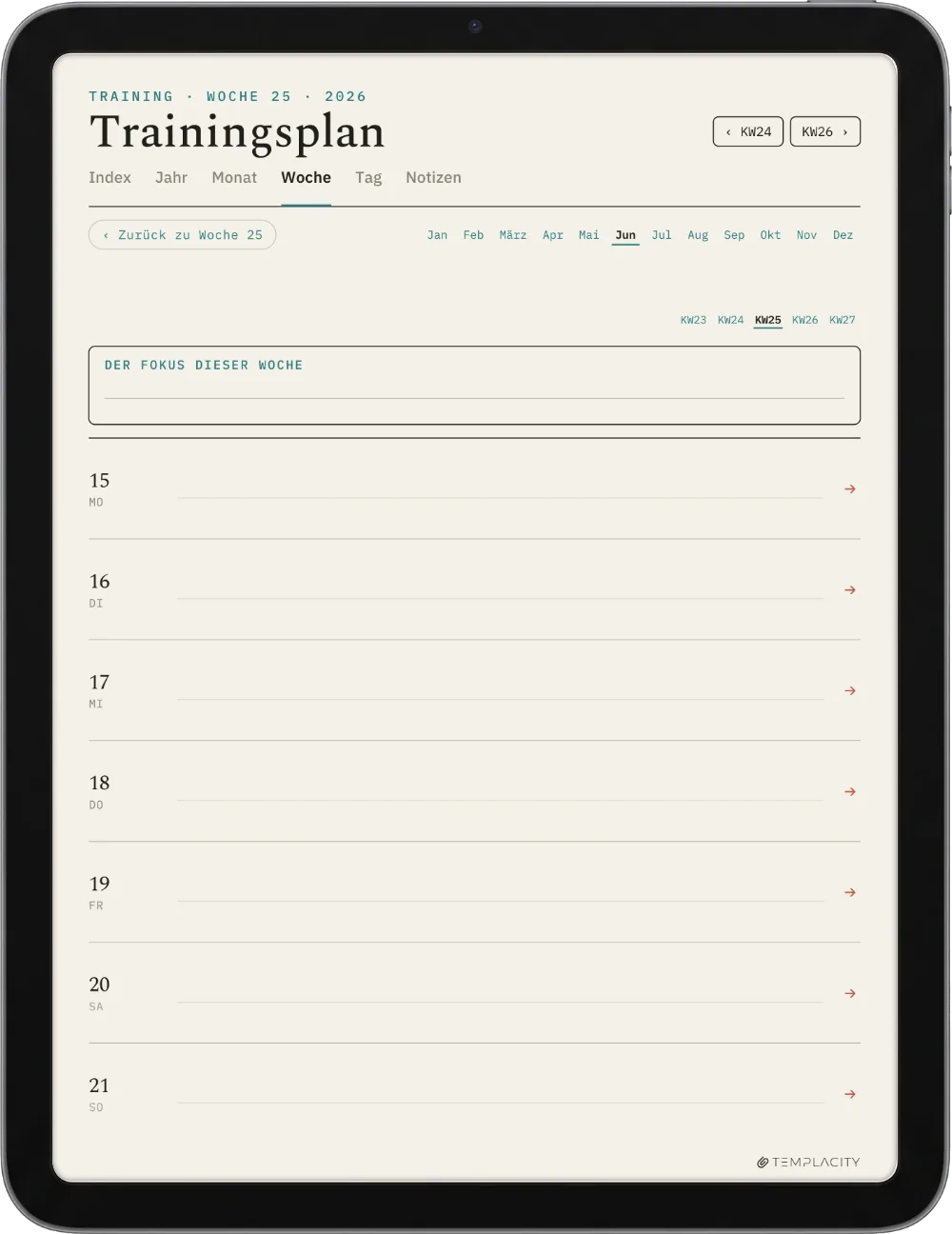 The Planner · Workout iPad Seite 2