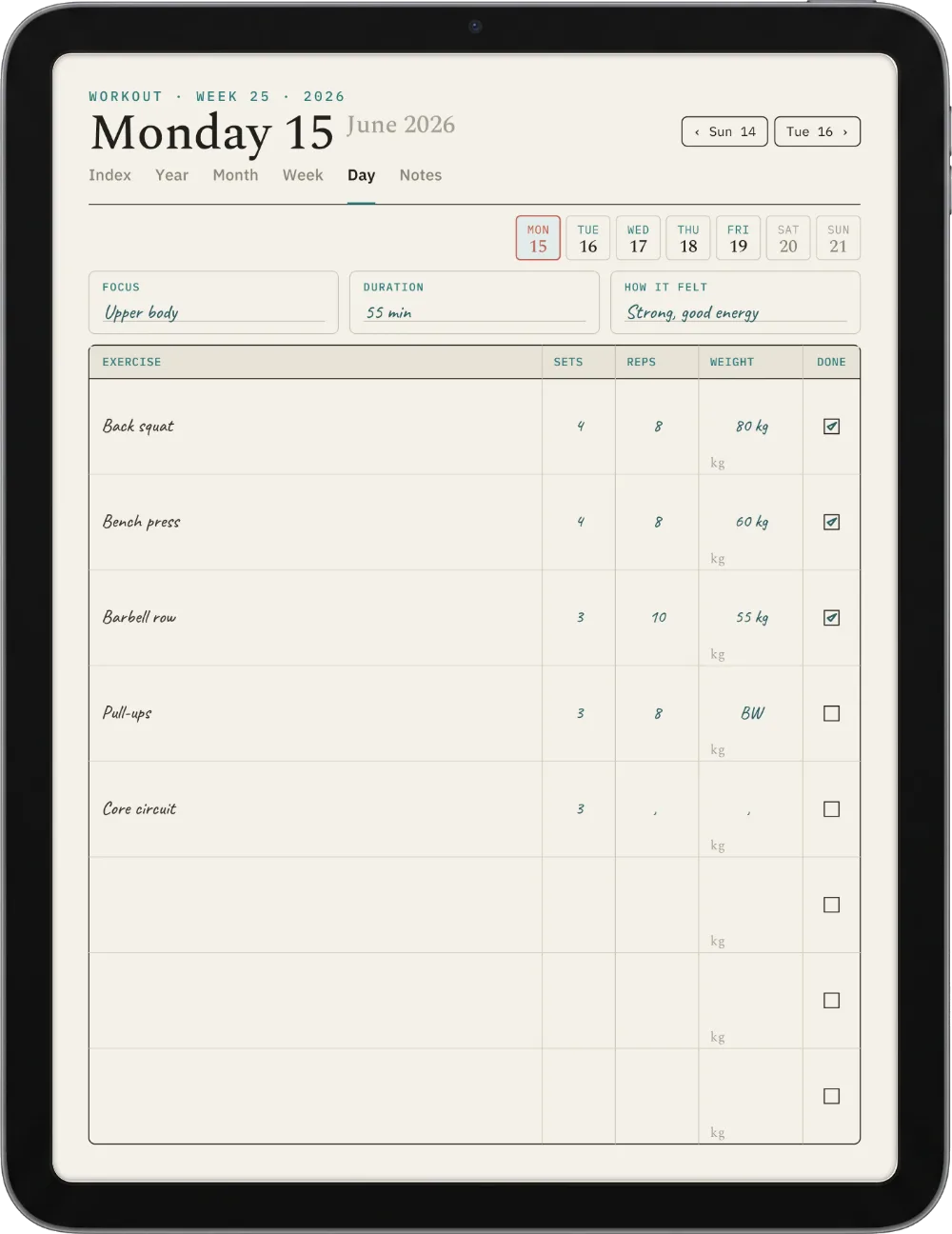 The Planner on the iPad