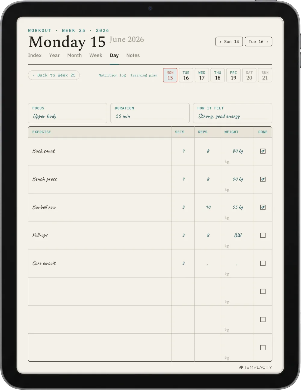 The Planner on the iPad