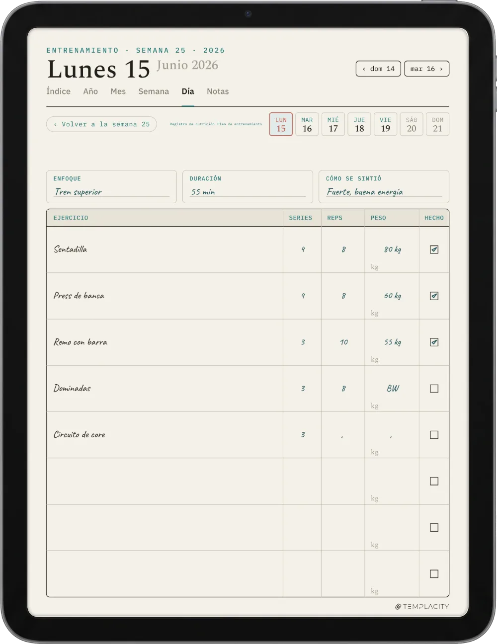 The Planner en el iPad