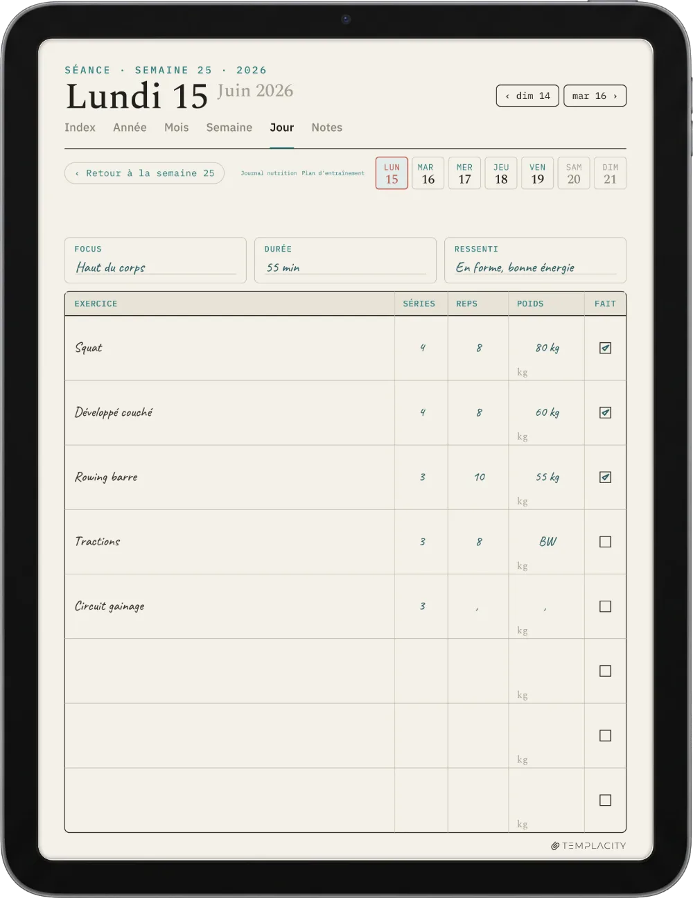 Le Planner sur iPad