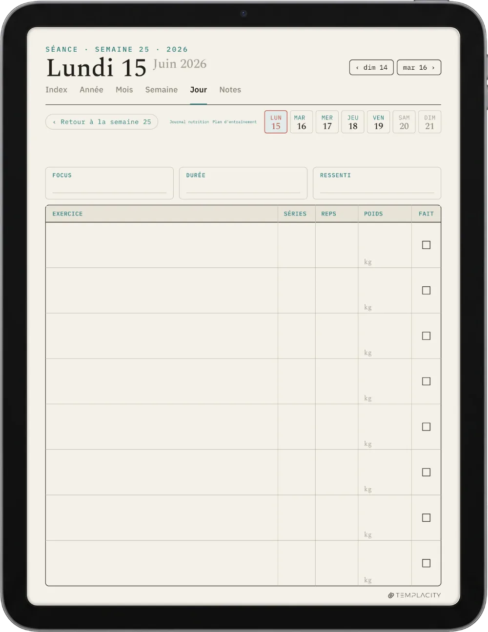 Le Planner Le journal de séances