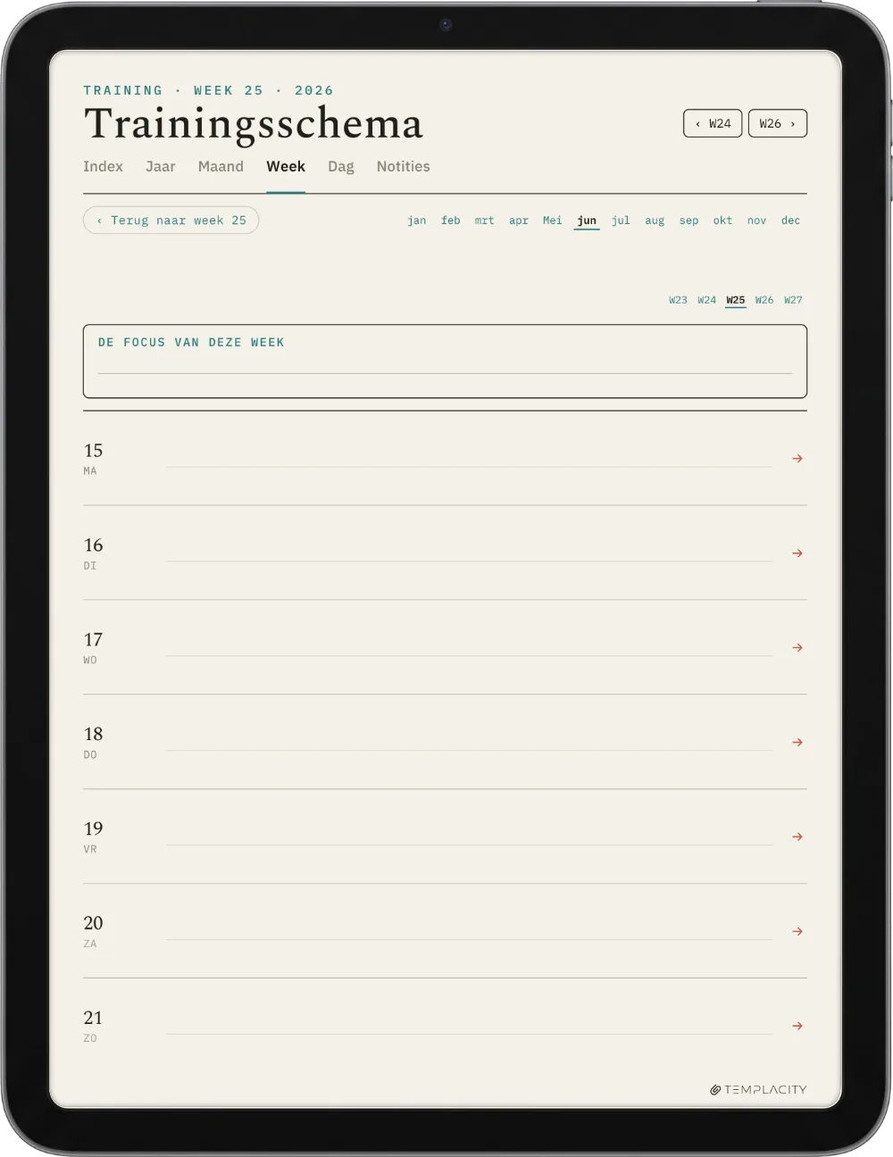 The Planner · Workout iPad pagina 2