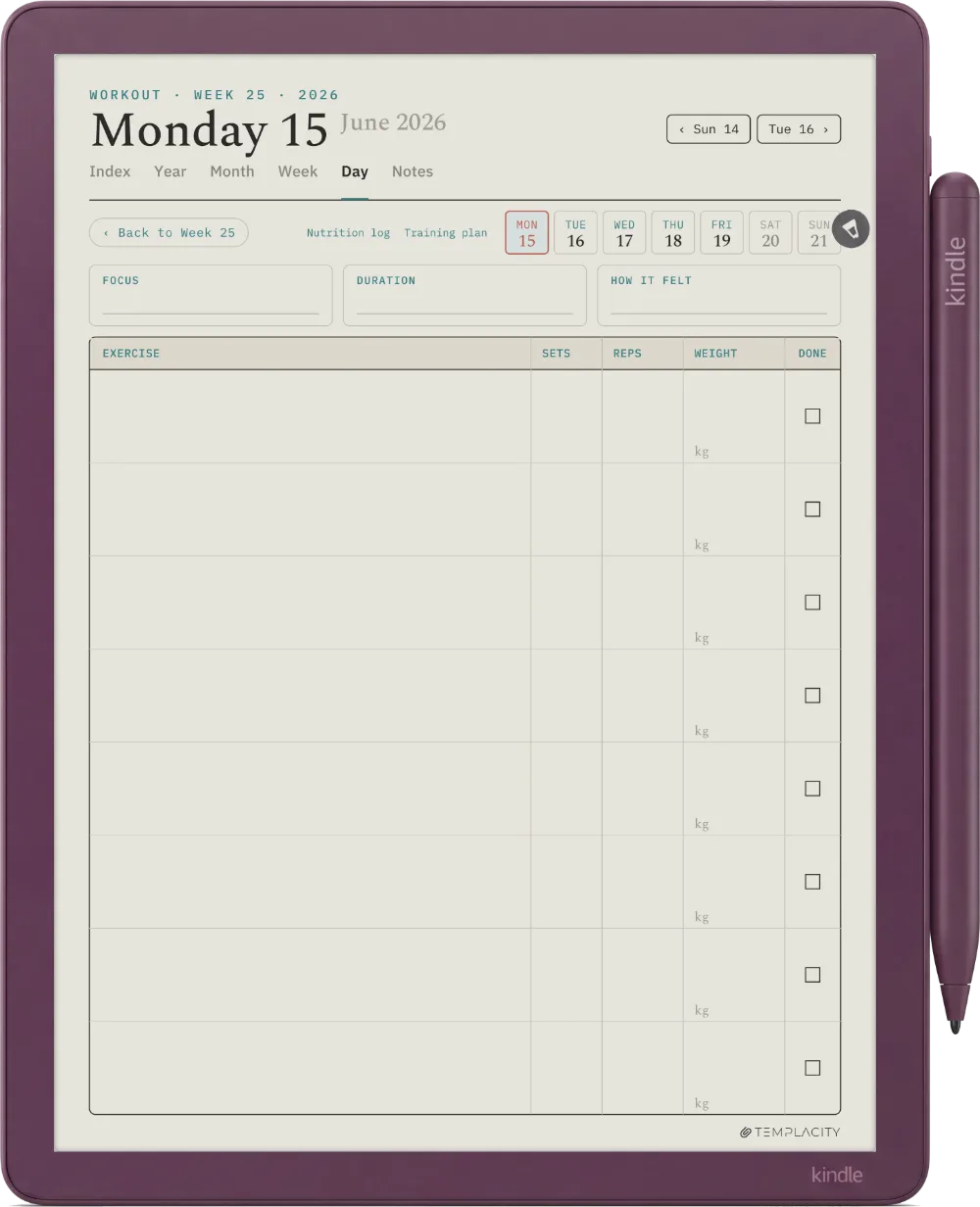 The Planner · Workout Kindle Scribe Colorsoft page 1