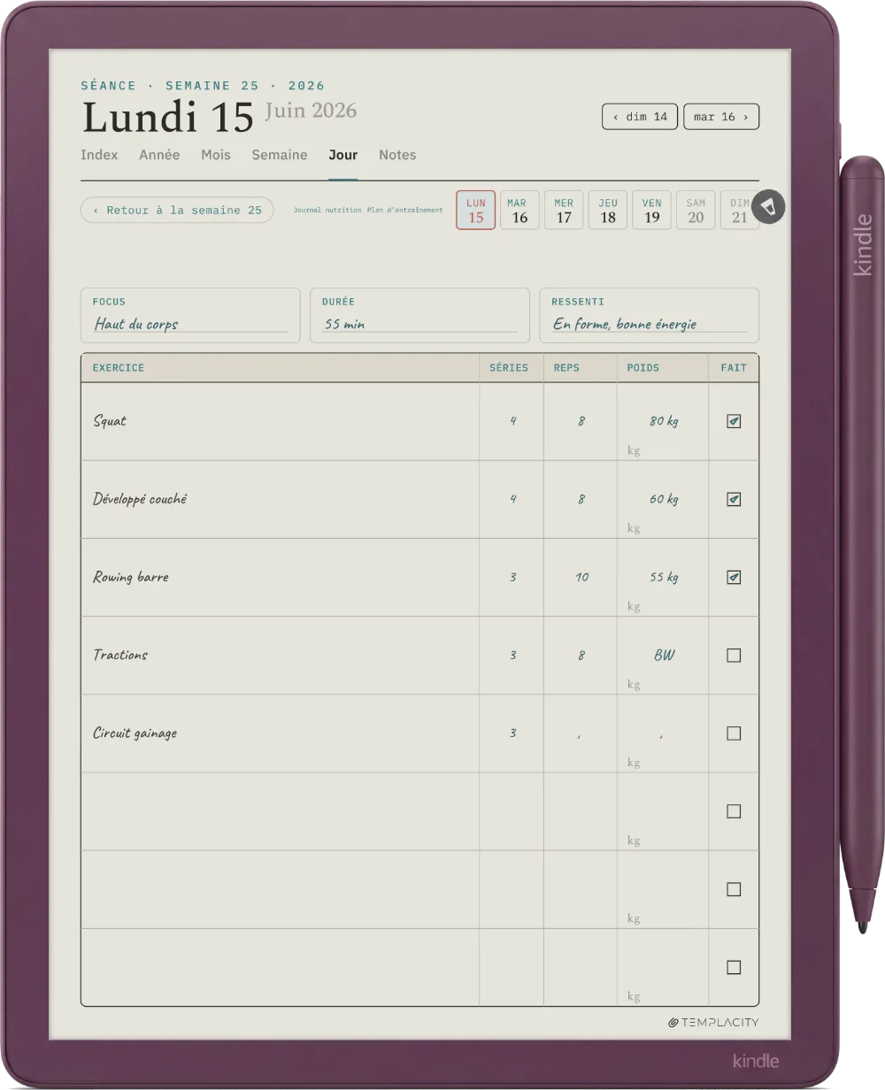 Le Planner sur la Kindle Scribe Colorsoft