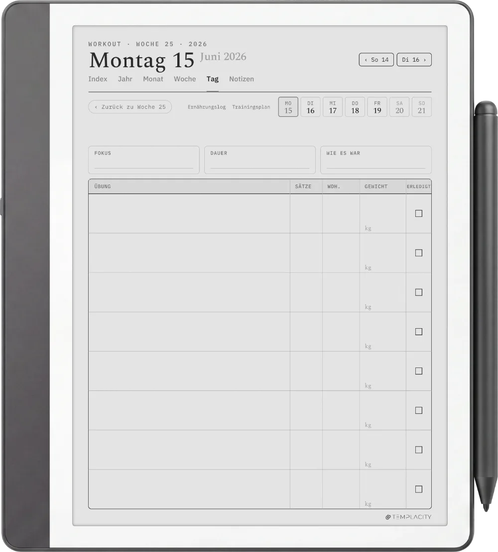 The Planner Das Workout-Log