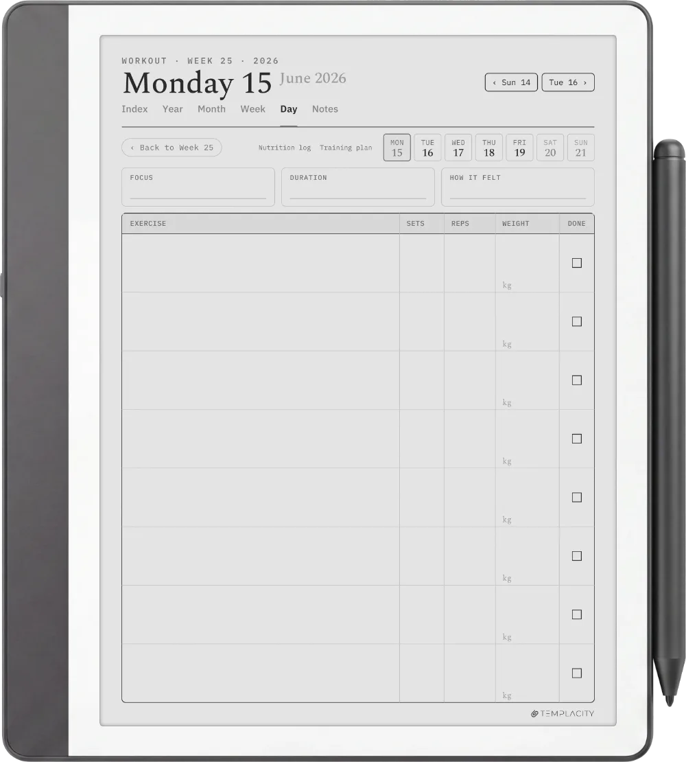 The Planner · Workout Kindle Scribe page 1