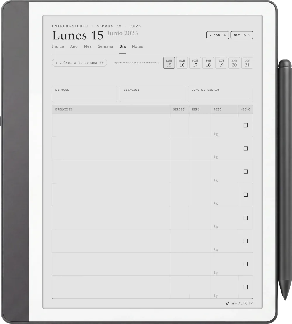 The Planner El registro de entrenamientos