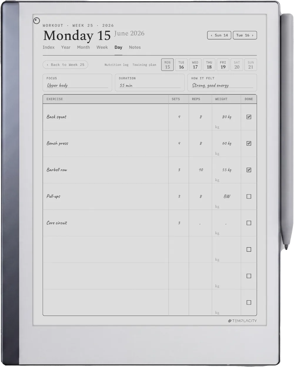 The Planner on the reMarkable 2