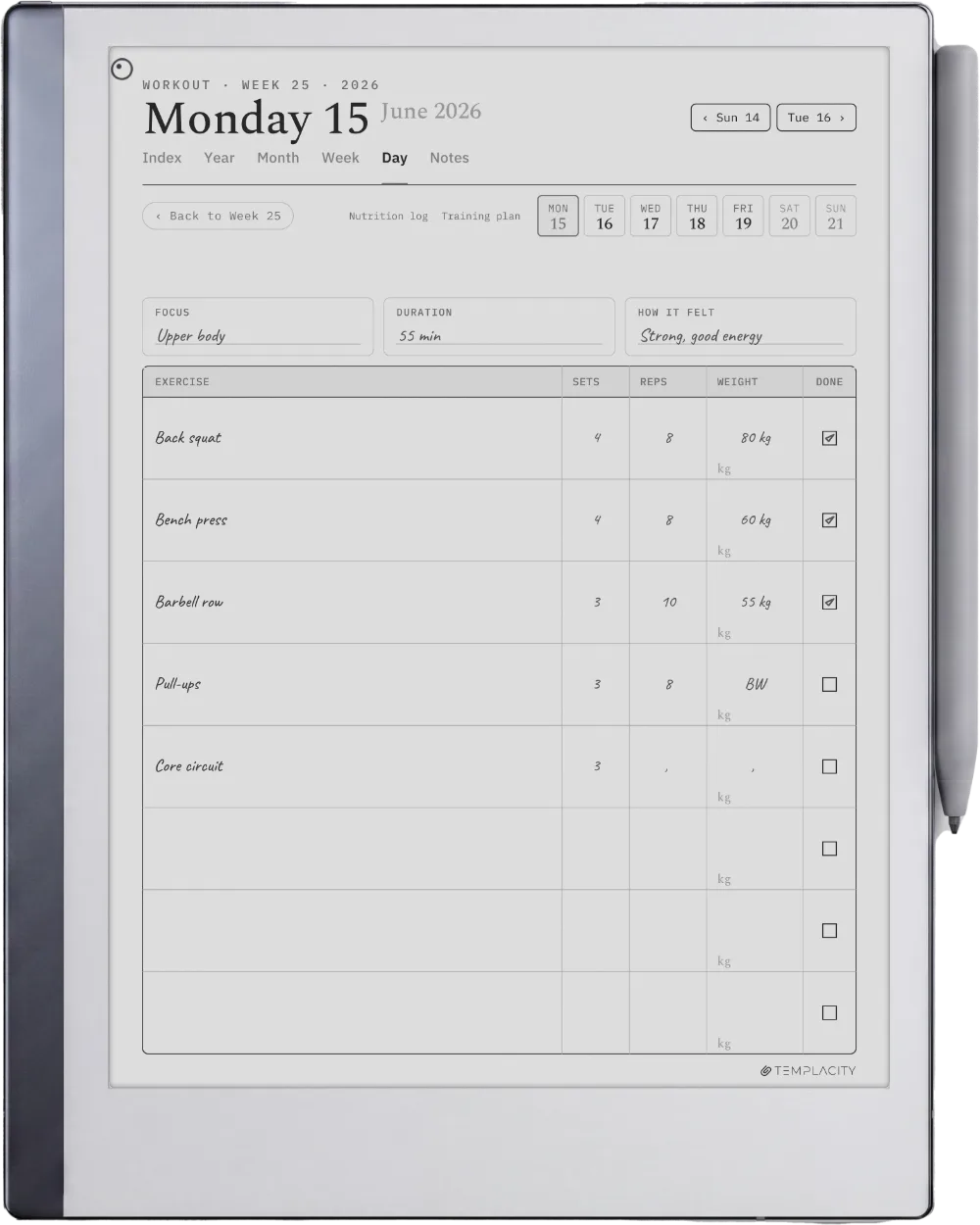 The Planner on the reMarkable 2