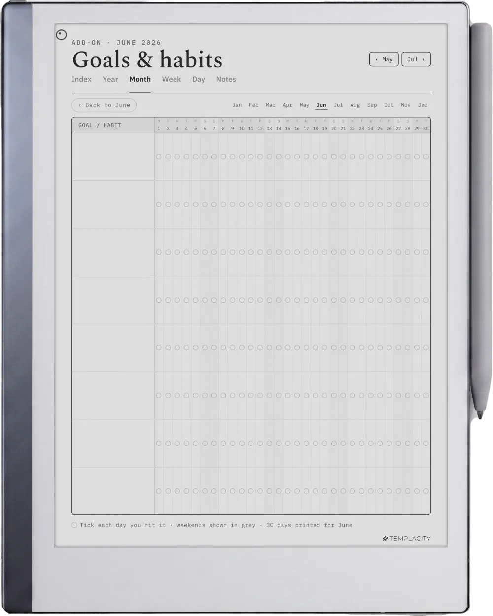 The Planner · Workout reMarkable 2 page 5