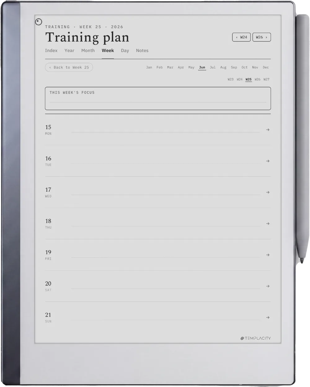 The Planner · Workout reMarkable 2 page 2