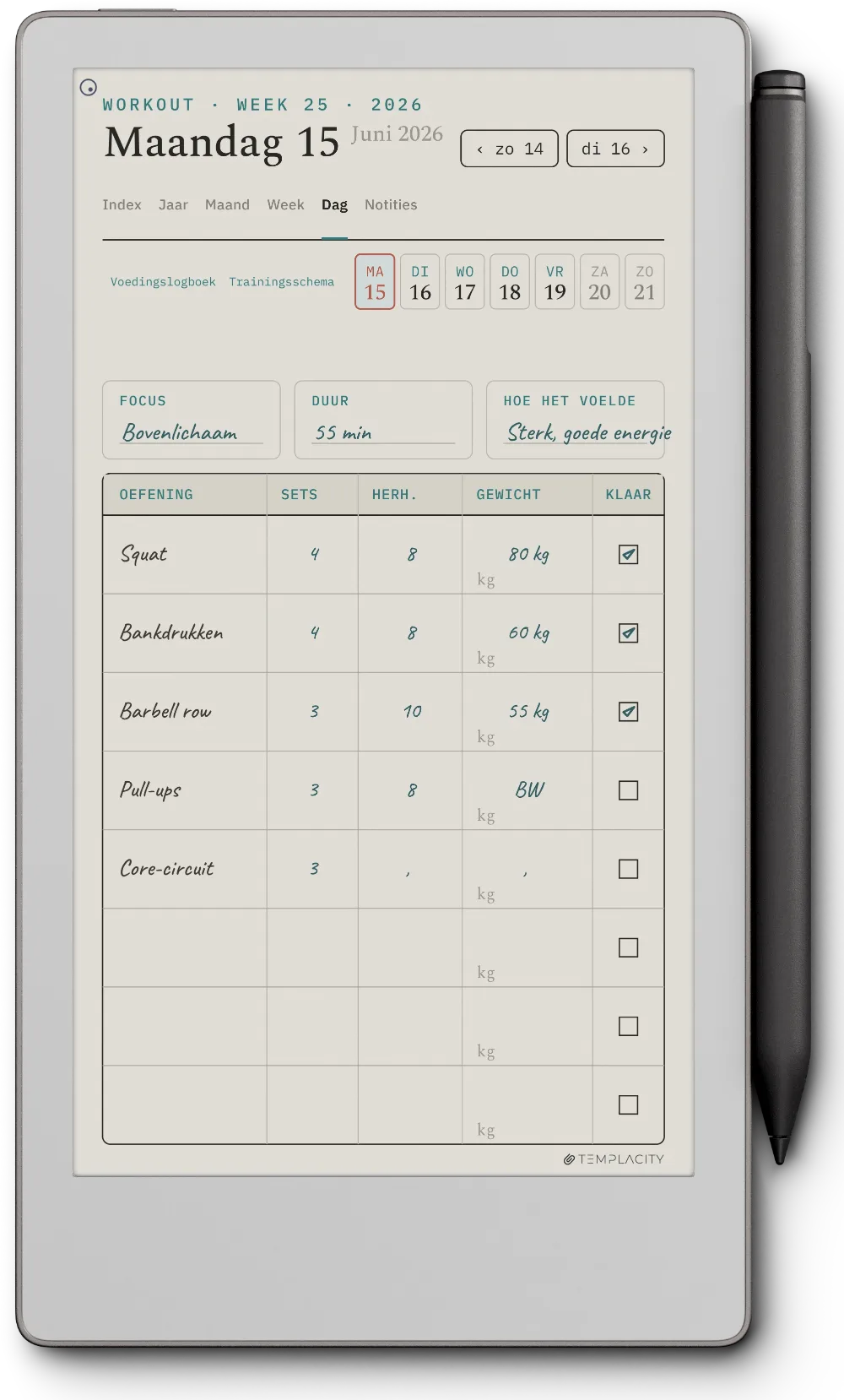 The Planner op de reMarkable Paper Pro Move