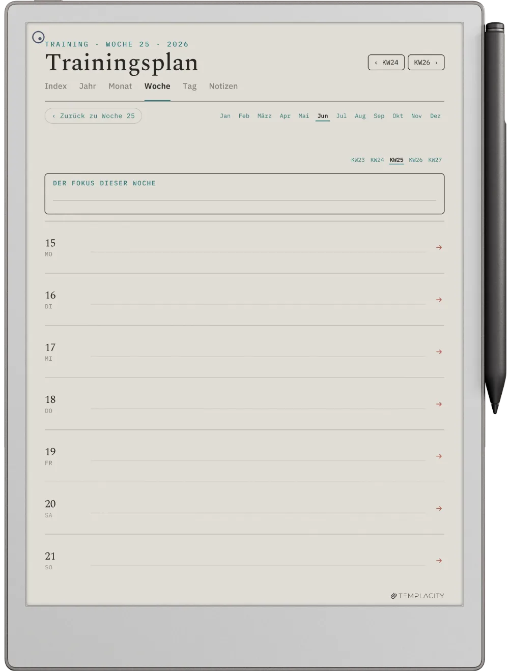 The Planner · Workout reMarkable Paper Pro Seite 2