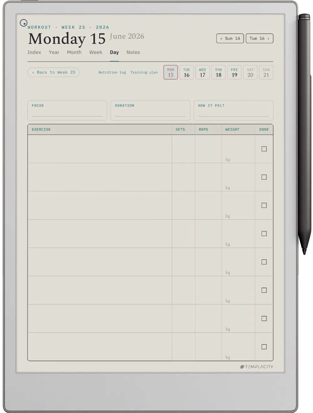 Trainingsplaner reMarkable Paper Pro, Seite 1