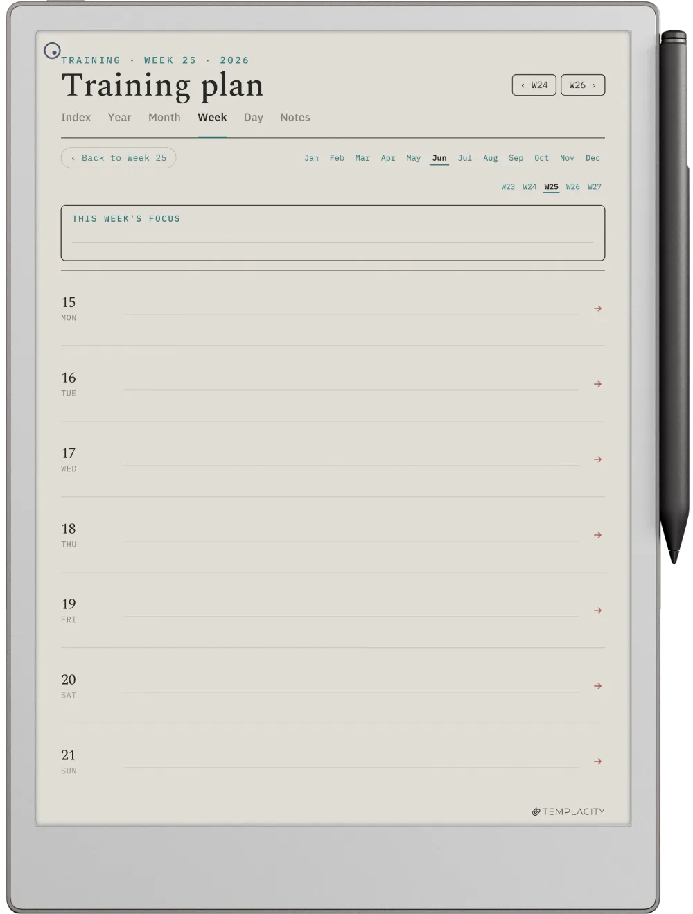 The Planner · Workout reMarkable Paper Pro page 2