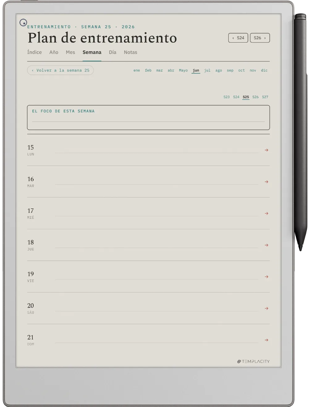 The Planner · Entrenamiento reMarkable Paper Pro página 2