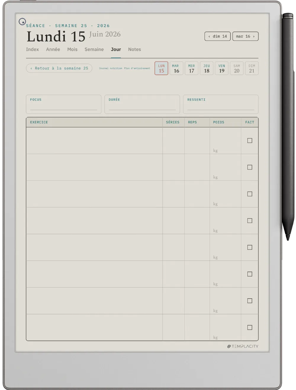 Le Planner Le journal de séances