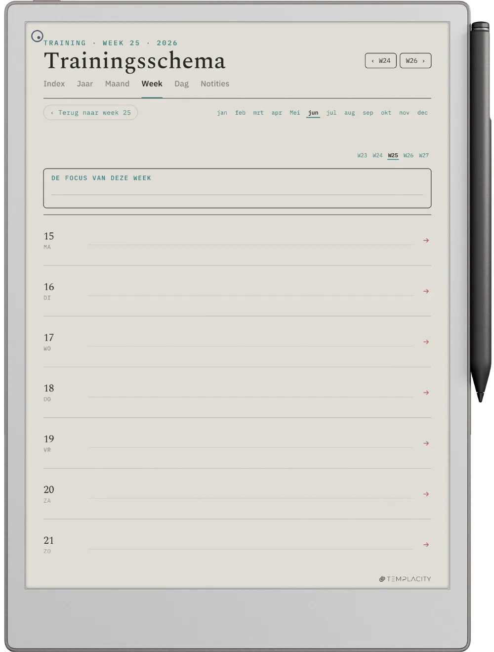 The Planner · Workout reMarkable Paper Pro pagina 2