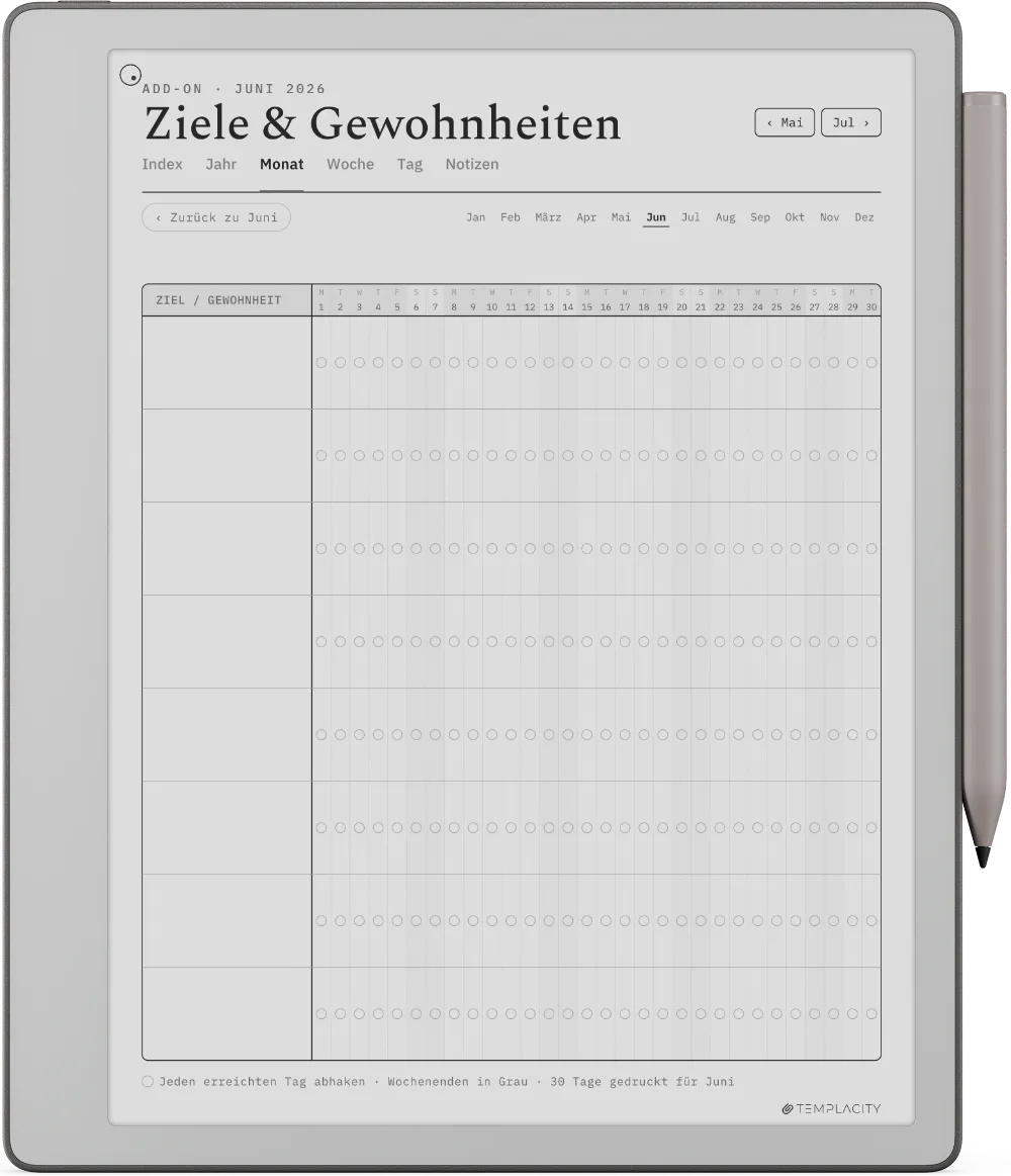 The Planner · Workout reMarkable Paper Pure Seite 5