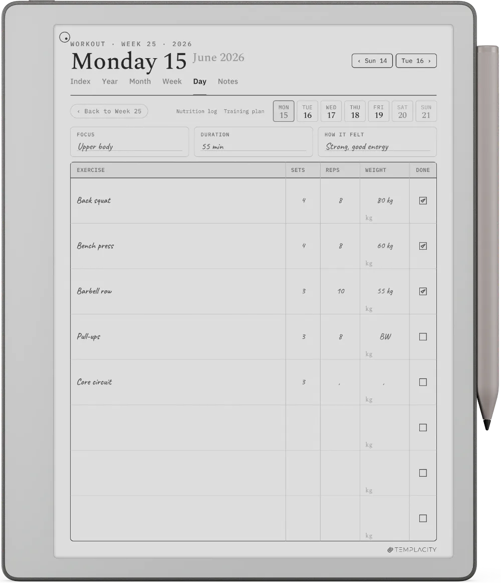 The Planner on the reMarkable Paper Pure