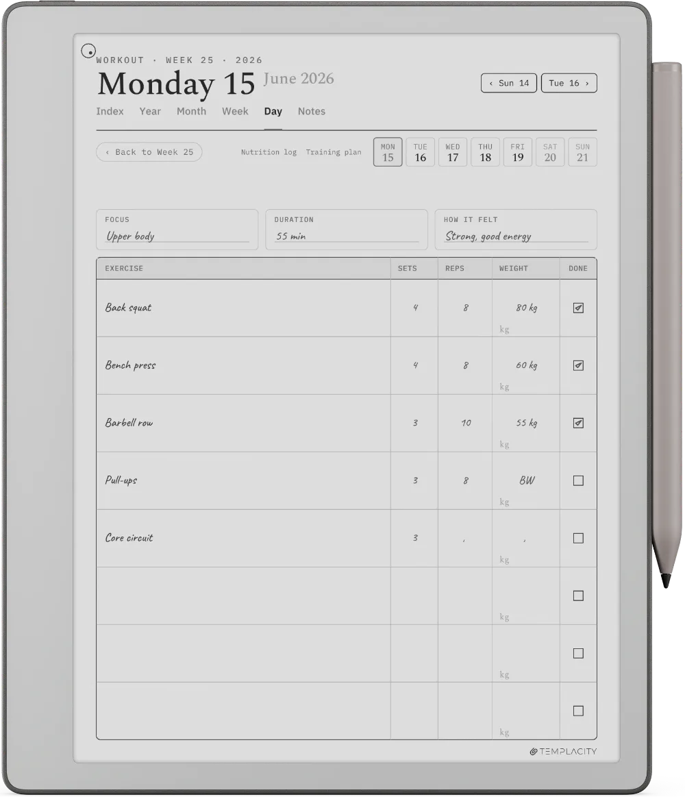 The Planner on the reMarkable Paper Pure