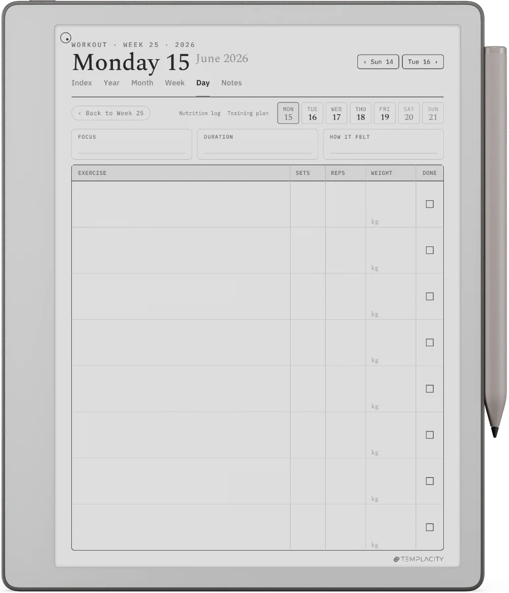 The Planner The Workout Log