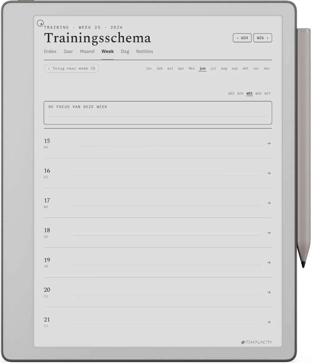 The Planner · Workout reMarkable Paper Pure pagina 2